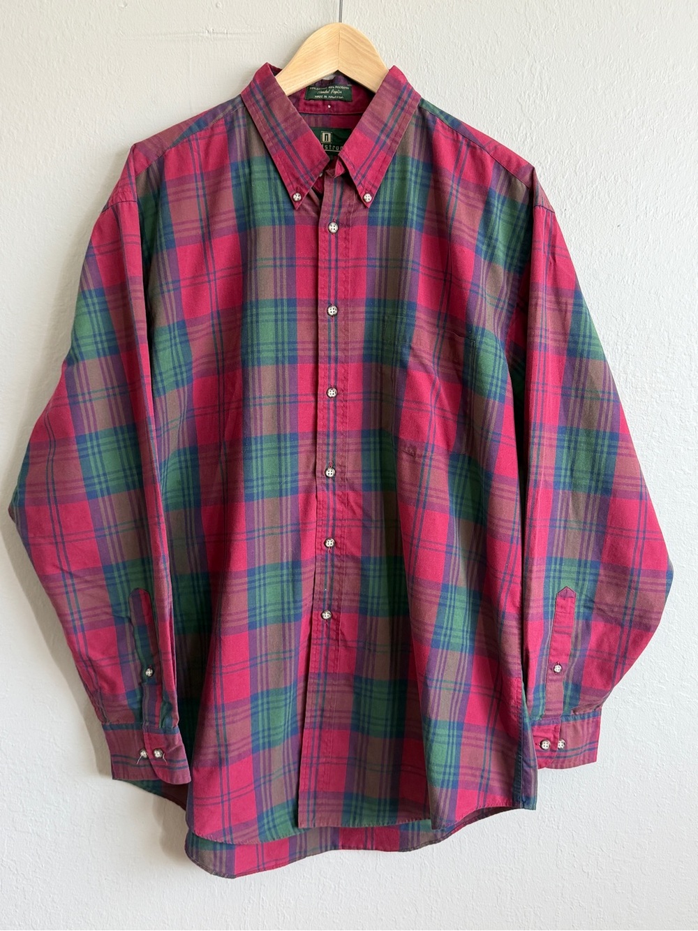 Vintage 90s Nordstrom Plaid Button Down Shirt L Grunge Y2K Westwood Preppy
